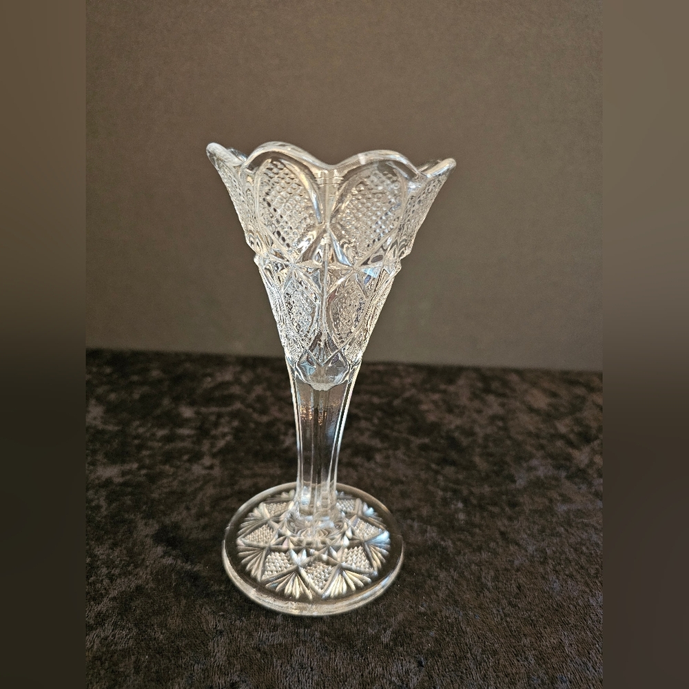 Vintage EAPG Glass Bud Vase